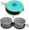 UEME Double gamelle de Voyage pour Chiens, 2 in 1 gamelles Pliables en Silicone pour l’Eau et la Nourriture, étui Pliable en Tissu Oxford zippé avec Mousqueton, gamelle Portable de randonnée