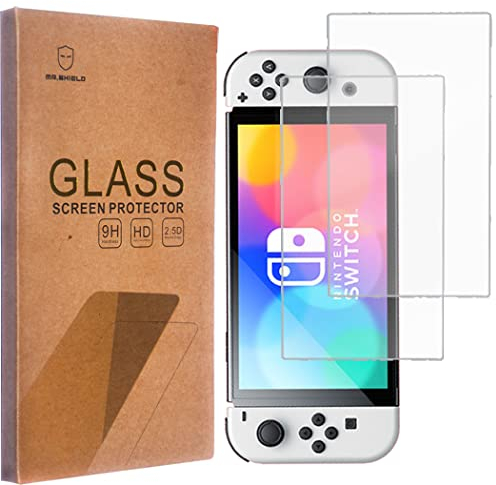 Mr.Shield Protector de Pantalla para Nintendo Switch OLED Cristal Vidrio Templado [2 Piezas] [9H Dureza] Anti-Arañazos