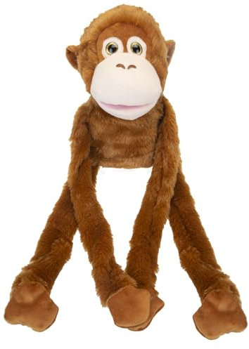 VFM - Orangutan Hand Puppet Plush 65cm - Super Fun Fluffy Orange & Cream Fabric Full Body Puppet - Soft Jungle Toy With Hook and Loop Hands & Feet for Kids & Adults