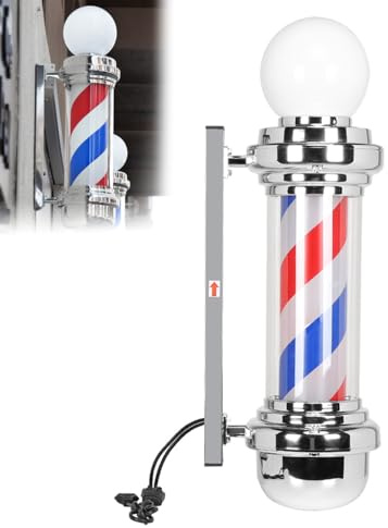 Barber Pole Light Hair Salon Open Sign 68cm LED Barber Shop Sign Rotierende Leuchtstange Helles Streifenlicht für Friseursalon Wandhalterung(EU)