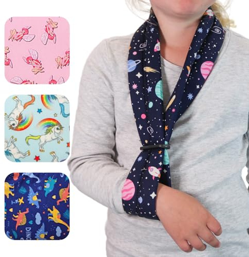 Solace Bracing Children's Padded Sling (5 Fun Designs) - British Made & NHS Supplied Kids Collar & Cuff Sling - #1 Arm, Collarbone, Wrist, Shoulder & Elbow Support for Fractures & Injuries - Space