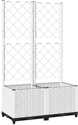 vidaXL Jardinera con enrejado PP blanco 80x40x136 cm