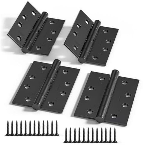 Bwintech 2 Pairs 100 x 75 x 2.7mm(4 inch) Matte Black Brushed Hinge for Fire Door, Steel Fire Rated Internal Door Hinges, Ball Bearing Hinge for Internal Use in Residential and Commercial Buildings