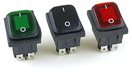 AXTI KCD4 schwarz rot grün Wippe wasserdichter Schalter Netzschalter 2 Positionen ON-OF 4 Pins mit Licht 16A 250VAC/20A 125VAC (Farbe: Grün)