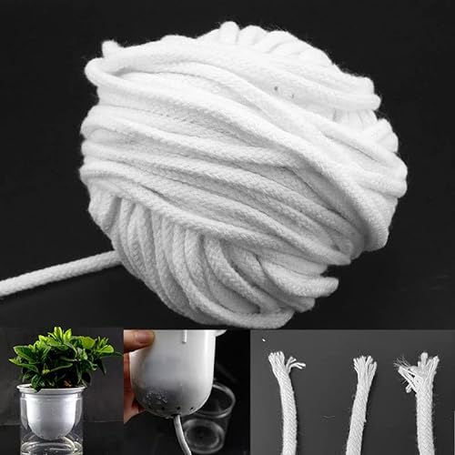 20M 4mm Self Watering Wick Cord Plant DIY Hydroponic Wicking Self-Watering Planter Pot Seedling Waterer Capillary Rope Watering Device System Potted Plant Sitter Auto Drip
