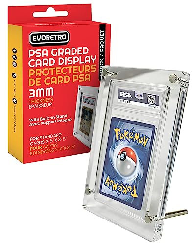 Présentoir de cartes en acrylique compatible avec carte Pokémon PSA graduée – Lot de 1 avec protection UV, sans acide et support en métal