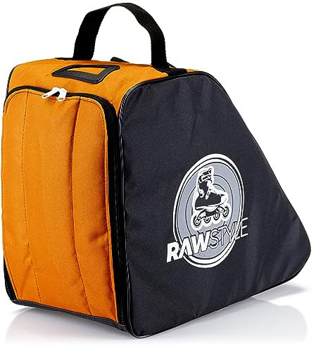 Rawstyle Inliner Rucksack Rollschuhtasche Skate Eishockey Bag Schlittschuhtasche mit verstellbaren Schultergurten universal (schwarz-orange)
