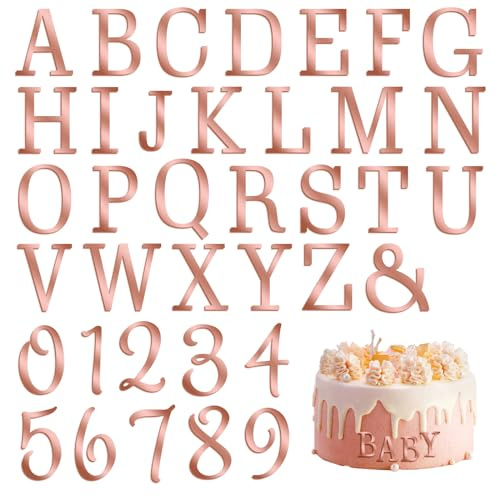 37 Stücke Rose Gold Acrylic Cake Topper Name, Cake Topper Name Tortendeko Buchstaben Rose Gold Deko Für Torte Deko Zahlen 0-9&A-Z Großbuchstaben Set Kuchen Deko Für Geburtstag Hochzeit Jubiläum Party