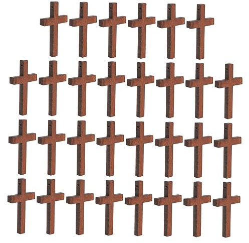 Operitacx 30st Kleiner Kreuzanhänger Aus Holz Natürliches Holzkreuz Kreuzperle Aus Holzkreuze Zum Basteln Mini-holzkreuz-anhänger Taschenornament Anhänger Jesus-christus Kreuzen Armband