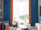 Ayoiow Verdunklungsvorhänge Blickdicht, Thermogardine Mit Ösen, Chenille Vorhang Verdunkelung 2Er Set, Marineblau Orange, 137X160CM