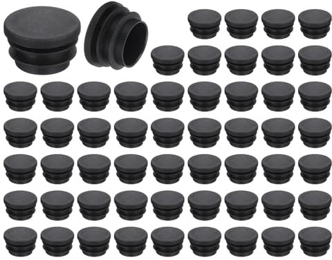QUARKZMAN 56 Pcs Bouchon en Plastique Rond, Bouchons d'Extrémité de Tube Noirs, 25mm(0.98 Pouce) pour Pieds de Meubles, Protection de Glissement pour Chaise, Canapé, Table, Étagère