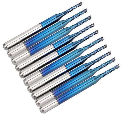 10 Stück Hartmetall-Fräser-Schneidbit, Blauer Mais-Schaftfräser, Gravur-Bit für CNC-PCB-Maschinen, 1,5 Mm, Werkzeuge, Heimwerker, Kantenbehandlung, Nutenbits (1.5mm)