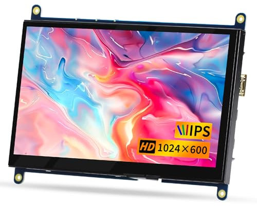 7 Pulgadas Raspberry Pi Display, HD IPS 1024x600 Mini Monitor para Raspberry Pi 5/4/3, PC, Windows, Xbox, Cámara