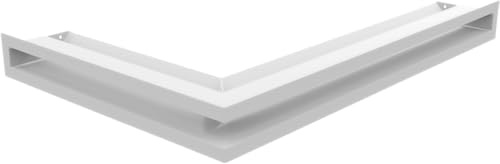 KRATKI Lüftungsgitter Warmluftgitter Luft 6 x 40 cm weiß Eck rechts | 45° Luftauslass, für Kaminbelüftung. Für Warmluftverteilung