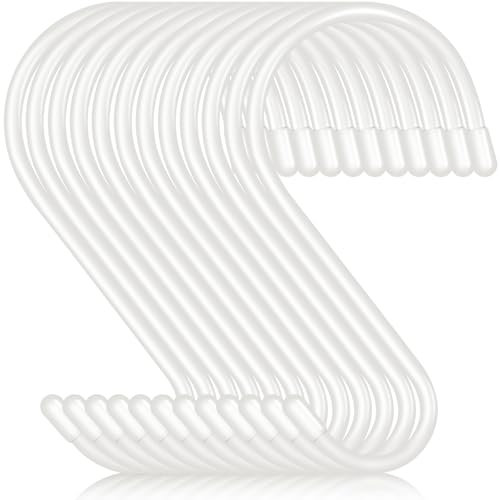 S-Haken, 15,2 cm, große S-Haken, Vinylbeschichtung, robuste S-Haken zum Aufhängen, rutschfeste S-Haken aus Stahl, Metall, weiß, Gummi, S-Haken zum Aufhängen von Pflanzen, Kleidung, Jeans, Topfpfannen,