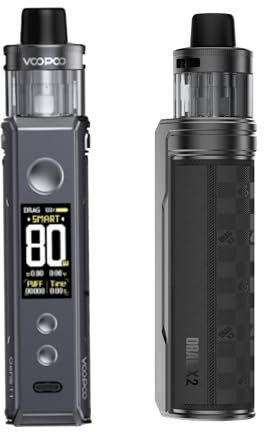 VOOPOO Drag X2 Pod System,5 ml PnP Cartridge,80 W 18650 Battery(Nicht im Lieferumfang enthalten),Nicotine-Free Product (Checkered Black)