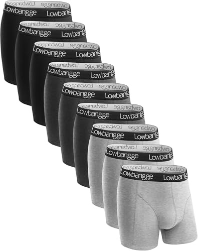 Lowbangge Premium Herrboxers, Underbyxor för Män (9-pack), Bomull, Bekväm sömskärning och perfekt passform