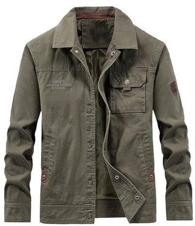 YOSUWOAI Veste Militaire d'Aviateur pour Homme - Col Montant avec Plusieurs Poches - Coupe-Vent Respirante - Cargo Fonctionnelle - Décontractée