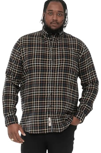 Duke Mens Destin Long Sleeve Checked Pocket Shirt - Black - 6XL