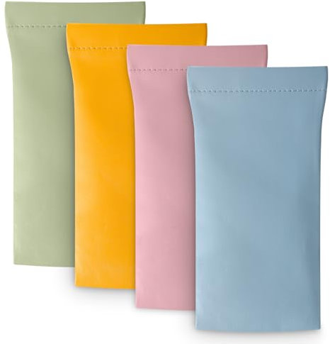 Qianyu 4 Stück Brillenetui Weich PU Leder Brillen Schutzhülle Tragbare Brillenhülle mit Quetschverschluss Kratzfestes Sonnenbrillen Lesebrille Etui für Herren und Damen