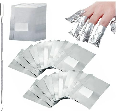 500 Pcs Foil Nail Wraps Nail Polish Remover Soak Off Foils Cotton Pads Gel Polish Remover with Pre-attached Lint Free Cotton Pad for Removing Nail Polish