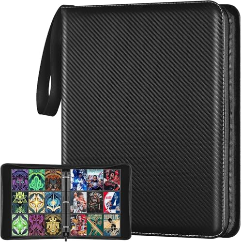 Sammelalbum Sammelkarten Album mit 900 Hüllen, 900 Taschen Sammelalbum für 900 Karten, Wasserdicht PU Leder mit Reißverschluss Binder, Abnehmbar 50 Seiten Kartenalbum Sammelkarten Ordner