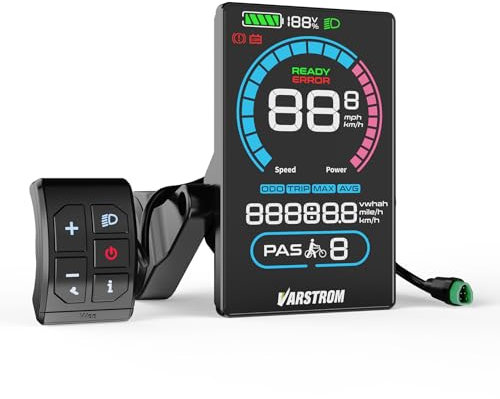 Varstrom VD618 Display für BAFANG Mittelmotor CAN Bus E-Bike-Anzeige Kompatibel mit M625 M325 M225 M200 M400 M500 M600 M620 M420 M510 BBS01B BBS02B BBS-HD 6 Pedal Assist Levels