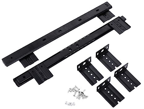 LALAFINA Keyboard Drawer Track and Drawer Slide Pair, Adjustable Under Desk Keyboard Tray Rails for Office Computer Desk, Smooth Glide Rail Hardware Cabinet Slides