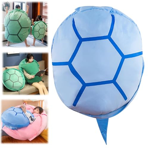 XJQ Schildkrötenkissen Zum Anziehen, Großes Mega-Schildkrötenpanzer-Kissen für Erwachsene, Weiches Plüsch Lustiges Cosplay-Plüschkissen (Blau,120cm)