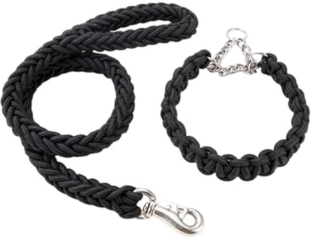 predolo Guinzaglio Intrecciato per Cani, Comodo, Morbido, Confortevole, Elegante, in Corda di Nylon per l'addestramento e Il Jogging, Nero
