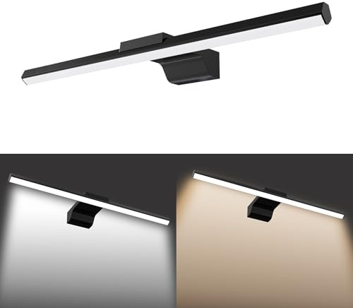 UISEBRT 10W 40cm Spiegellampe Badezimmer, Badlampe Wand, Spiegelleuchte Bad mit 700LM, Schwarz Badezimmer Lampe Modern IP44 Schrankleuchte für Wandbeleuchtung und Spiegel Beleuchtung, Typ B Warmweiß