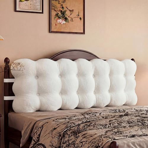 Kopfteilkissen, Gepolstertes kopfteil Bett, Verdickte Bettkopfteil-Rückwand, Rückenkissen für Bett und Sofa – Geeignet für Schlafzimmer, Wohnungen, Gästezimmer und Studentenwohnheime | Weiß, 140 cm