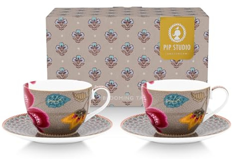 Pip Studio Blooming Tales Fantasy Khaki Tasse mit Untertasse 0,3l Set2