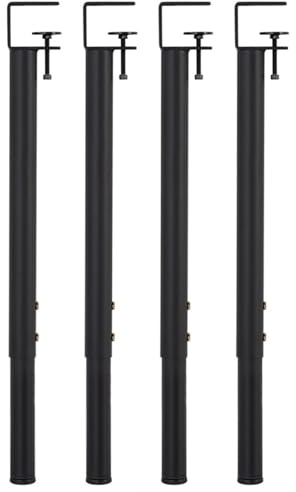 JingNian Adjustable Desk Legs, Table Clamp Legs F Shape Telescopic Bar, No Drilling DIY Furniture Legs for Dining Desk Computer Table, Set of 2 Steel Legs with Floor Protectors(Black,4pcs)