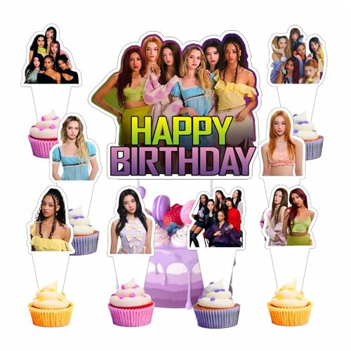 25Pcs Tortendekorationsset mit 24 Cupcake-Toppern und 1 Tortenfigur für Kat_seye- und Teenager-Geburtstagsfeiern Mädchen/Junge