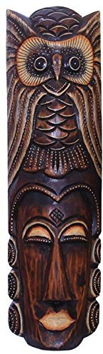 Woru Handgearbeitete Holz-Maske aus Bali zum Aufhängen, Wandmaske 50 cm