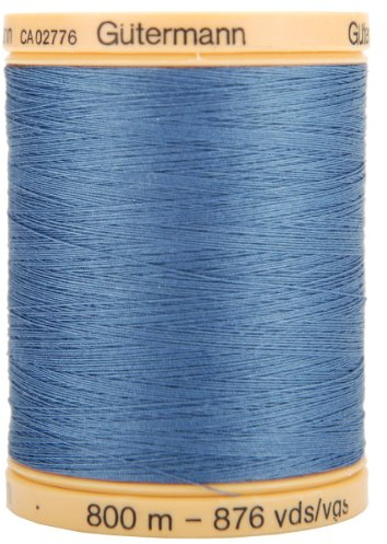 Gutermann 800m/875 yd Natural Cotton Thread Solids, Indigo Blue, 800M-5624