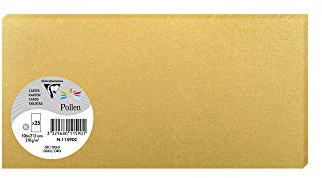 Clairefontaine 11590C Packung mit 25 Karten Pollen in Format DL, 210g 106 x 213mm, Gold