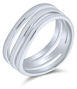 Unisex Einfache Kuppel Russische Paare Poliert Drei Rolling Triple Hochzeitsband Ring Für Frauen Männer .925 Sterling Silber