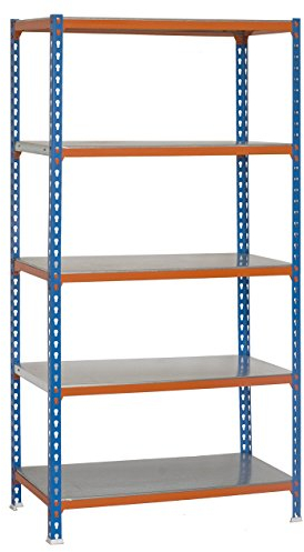 SimonRack SI414 Regal mit 5 Regalen, Blau/Orange/verzinkt, 2000 x 1000 x 400 cm