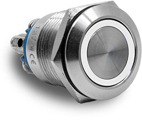 LED Taster mit Schraubkontakten (Weiß) Bohrung 19 mm Klingeltaster Klingelplatte Klingel Klingelschild