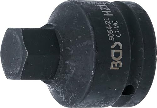 BGS 5054-21 | Kraft-Bit-Einsatz | Länge 55 mm | Innensechskant 21 mm | Antrieb Innenvierkant 20 mm (3/4) | Chrom-Molybdän-Stahl | Drehmoment max. 1790 Nm | für Hand- und Schlagschrauberbetrieb
