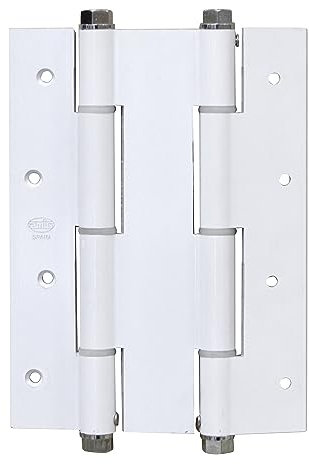 Amig - Bisagra de Acción Doble - 180 x 133 x 4 mm - Cantos Cuadrados - Cierre Automático y Regulación de la Potencia - Incluye Llave Allen - Puertas con 35 mm Espesor Máximo - Aluminio Blanco