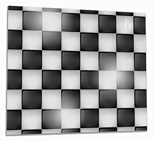 Wallario Herdabdeckplatte/Spritzschutz aus Glas, 1-teilig, 60x52cm, für Ceran- und Induktionsherde, Schachbrett Muster