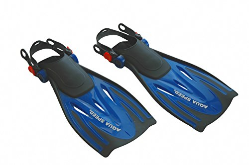 Aqua Speed Taucherflossen Herren | Schwimmflossen verstellbar offen | Silikon Flossen | Diving Flippers | Schnorcheln | Gr. 42-45, blau | Wombat