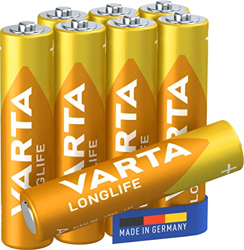 Varta 4103101418 Longlife Batteria Alcalina, Ministilo AAA LR03, Confezione da 8 Pile Confezione risparmio - il design può variare