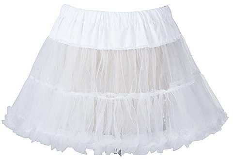 Boolavard 18 50s Retro Underskirt Underdress Petticoat Rock Tutu Black, White, Red, Pink, Blue (L-XL, White)