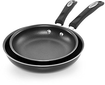Cuisinart Nonstick Skillet Pan Set, 2 Piece Aluminum, Black/Stainless Steel, 57B22-810BK