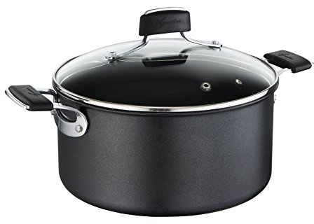 Lagostina Tempra Casseruola Fonda 2 Maniglie con Coperchio in Vetro, Antiaderente Multistrato, Adatta All'Induzione, Alluminio, Nero, Diametro 24 cm