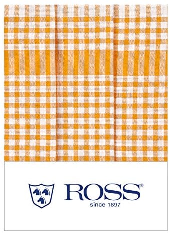 Ross 3er Pack Baumwoll-Geschirrtücher Bauernkaro gelb, 50x70 cm